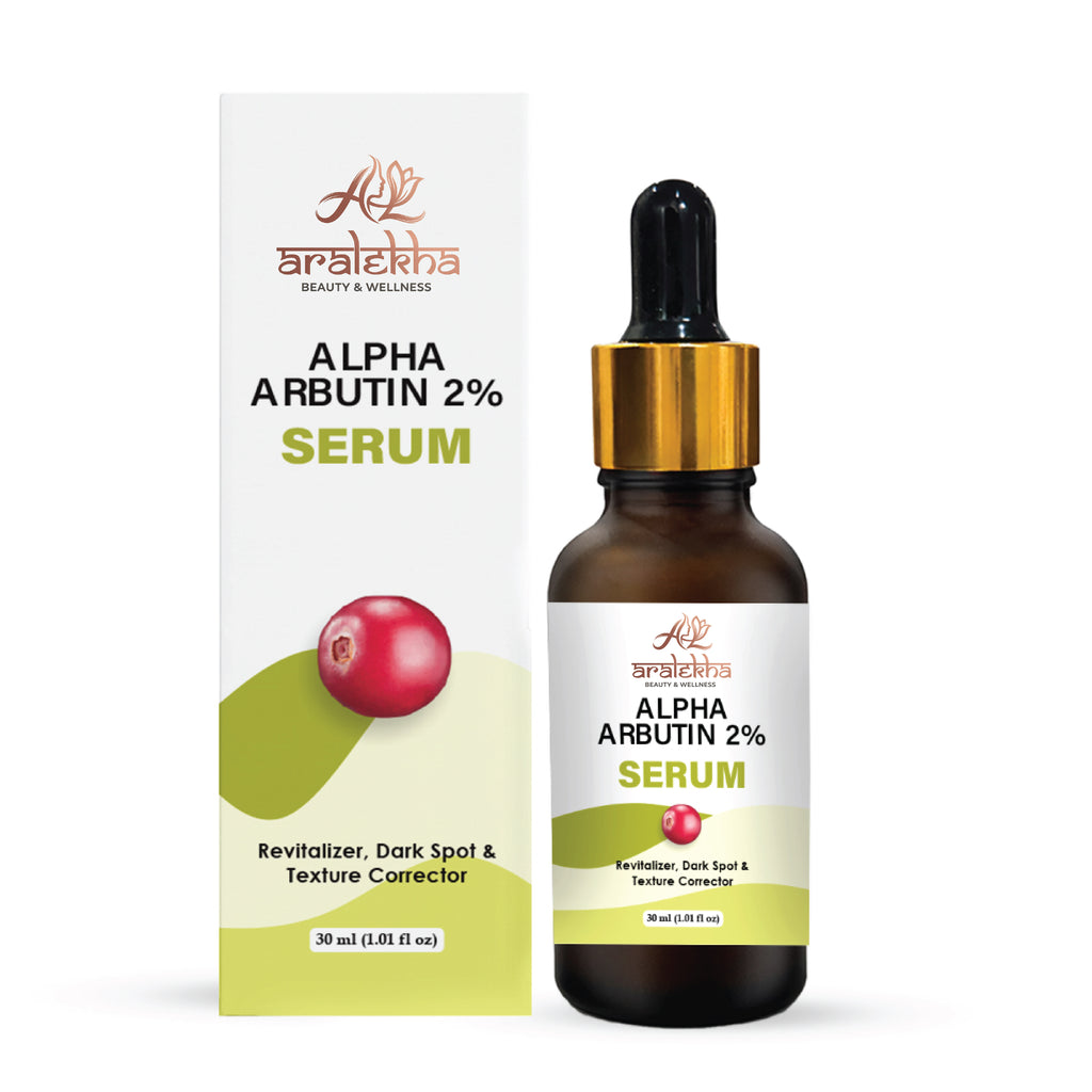 Aralekha Alpha Arbutin 2% Face Serum for Dark Spots, Uneven Skin Tone & Texture Care | Lightweight Brightening Facial Serum for Men & Women 30ml
