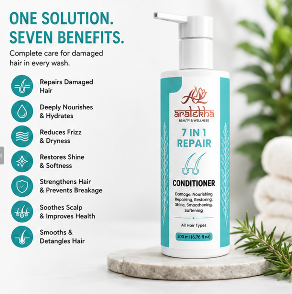 Aralekha 7 in 1 Repair Conditioner for Dry & Frizzy Strands, Smooth & Manageable Finish, Lightweight Daily Conditioning Formula for All Types, 200 ml
