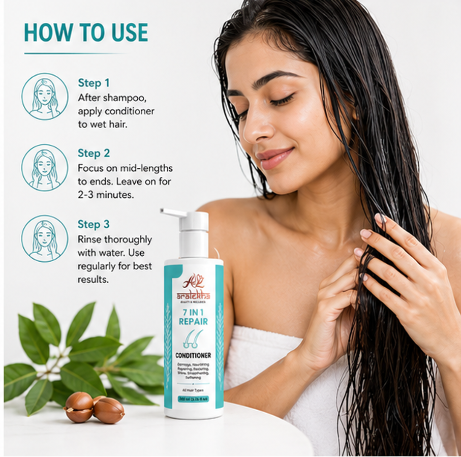 Aralekha 7 in 1 Repair Conditioner for Dry & Frizzy Strands, Smooth & Manageable Finish, Lightweight Daily Conditioning Formula for All Types, 200 ml