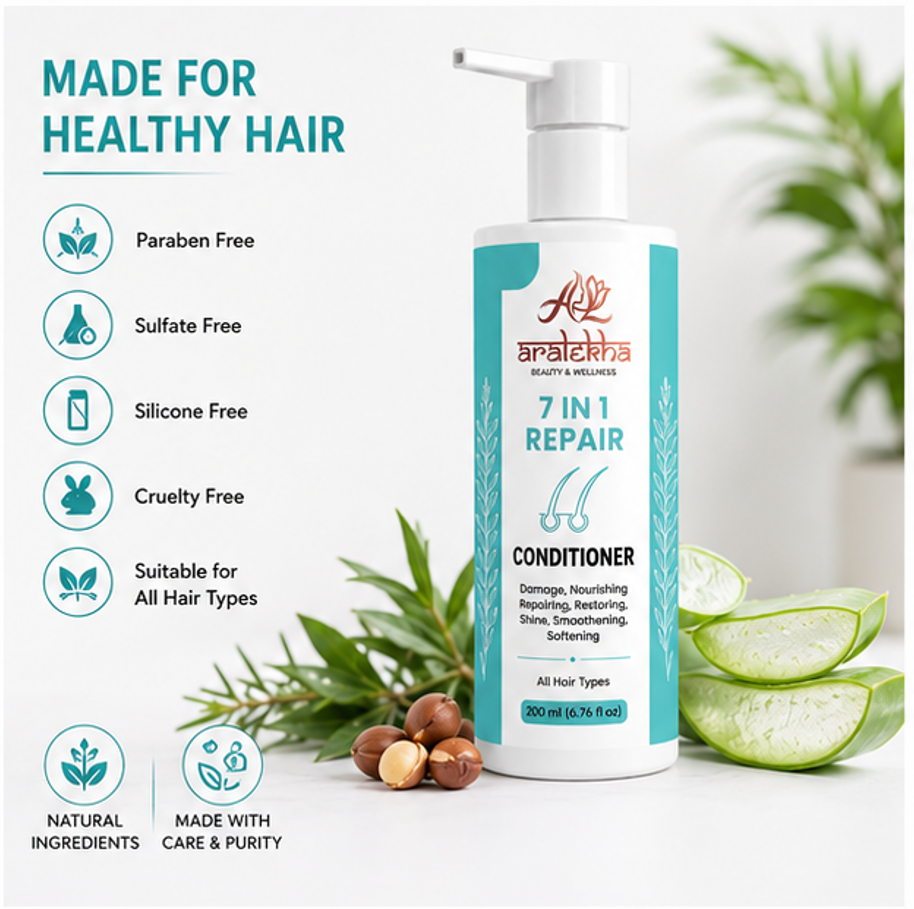 Aralekha 7 in 1 Repair Conditioner for Dry & Frizzy Strands, Smooth & Manageable Finish, Lightweight Daily Conditioning Formula for All Types, 200 ml