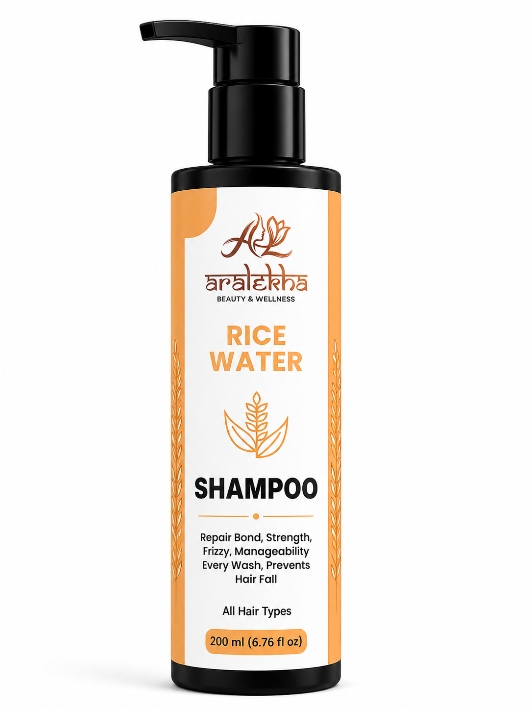 Aralekha Rice Water Cleansing Shampoo for Smooth & Manageable Strands | Refreshing Daily Care Formula for Dry & Frizzy Texture | Suitable for All Types | 200 ml