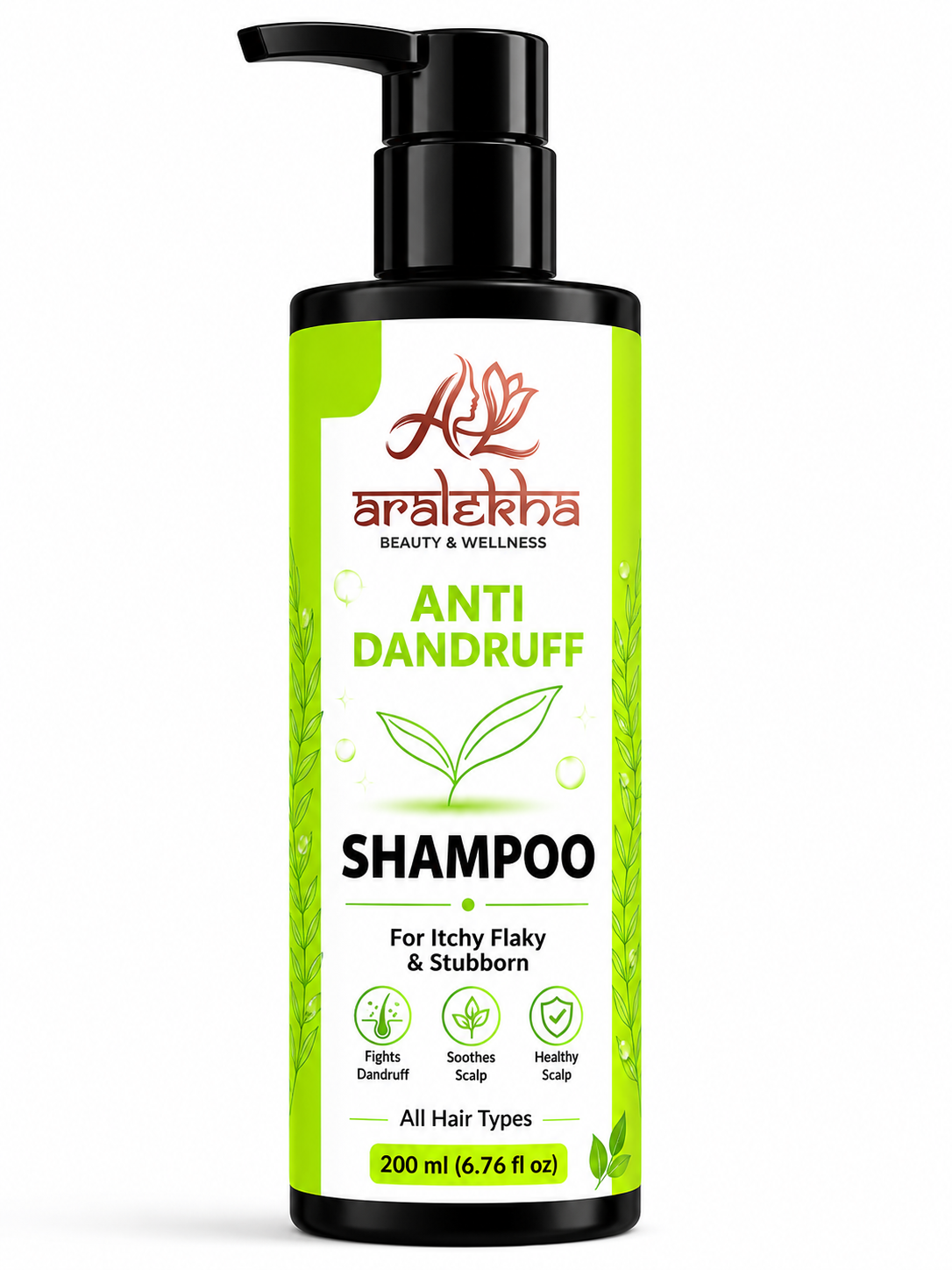 Aralekha Anti Dandruff Shampoo for Itchy Flaky Scalp Helps Remove Visible Flakes Cleanses Hair and Scalp Supports Healthy Looking Hair All Hair Types 200 ml