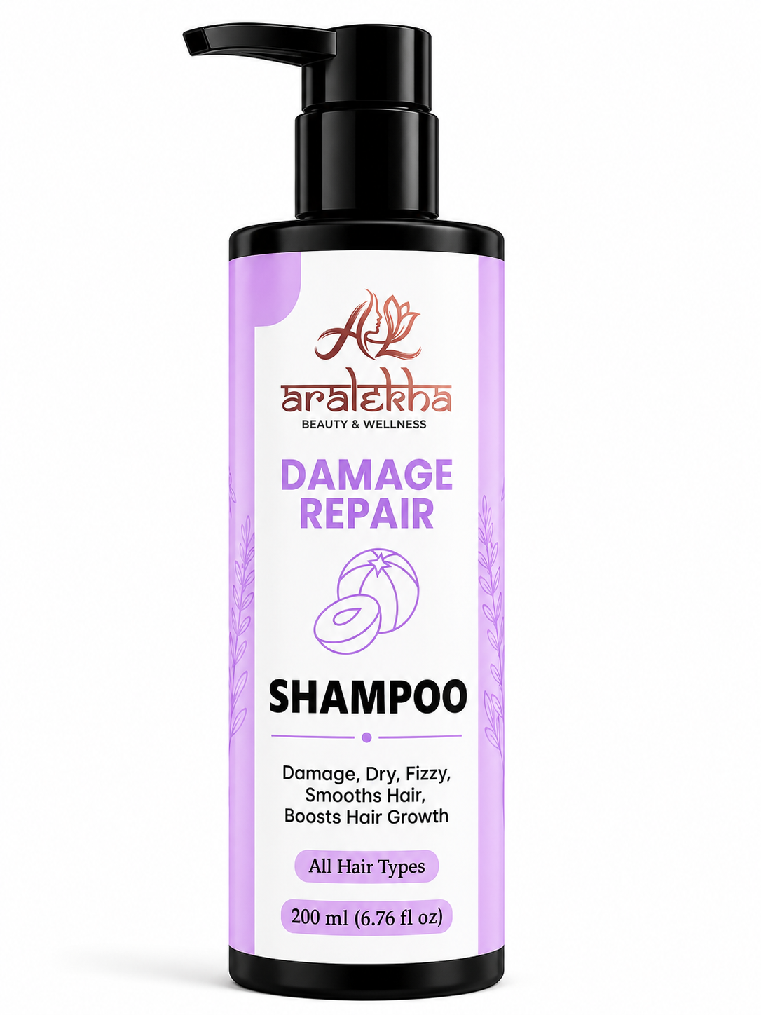 Aralekha Damage Repair Cleansing Shampoo for Dry & Frizzy Strands | Smooth & Nourished Look | Daily Care Formula for Men & Women | 200 ml