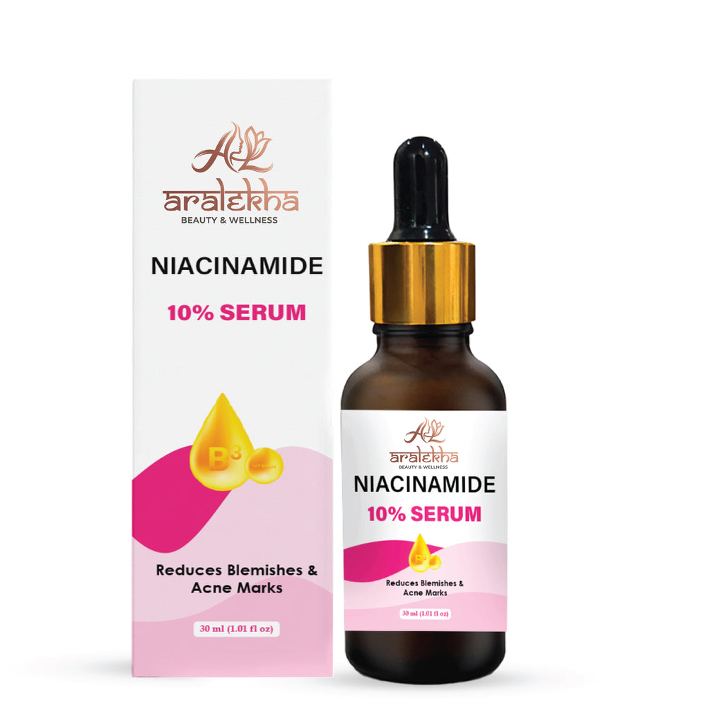 Aralekha Niacinamide 10% Face Serum for Blemishes, Acne Marks & Smooth Skin Texture | Lightweight Facial Serum for Oily & Acne-Prone Skin 30ml
