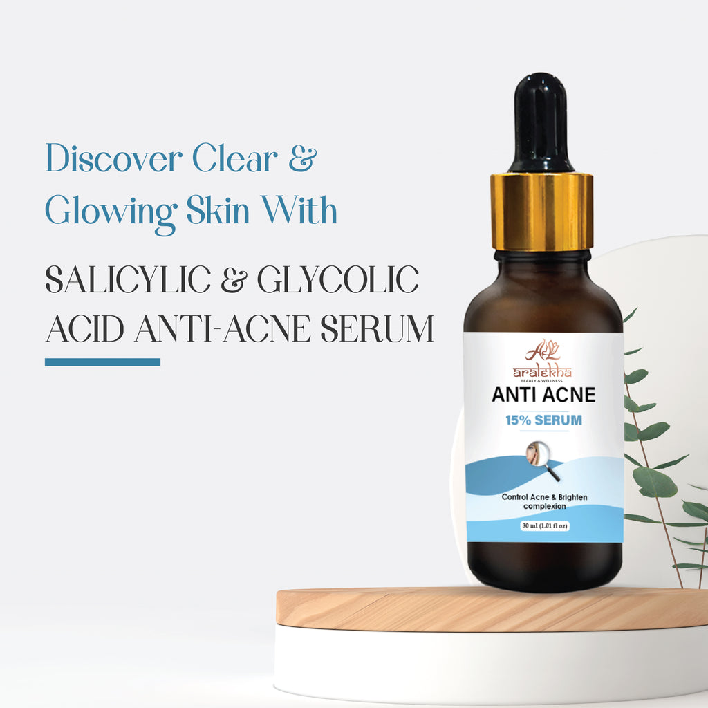 Aralekha Anti Acne Face Serum 15 Percent Formula for Blemish Prone Skin Helps Improve Skin Clarity Supports Smoother Looking Skin Lightweight Facial Serum 30 ml