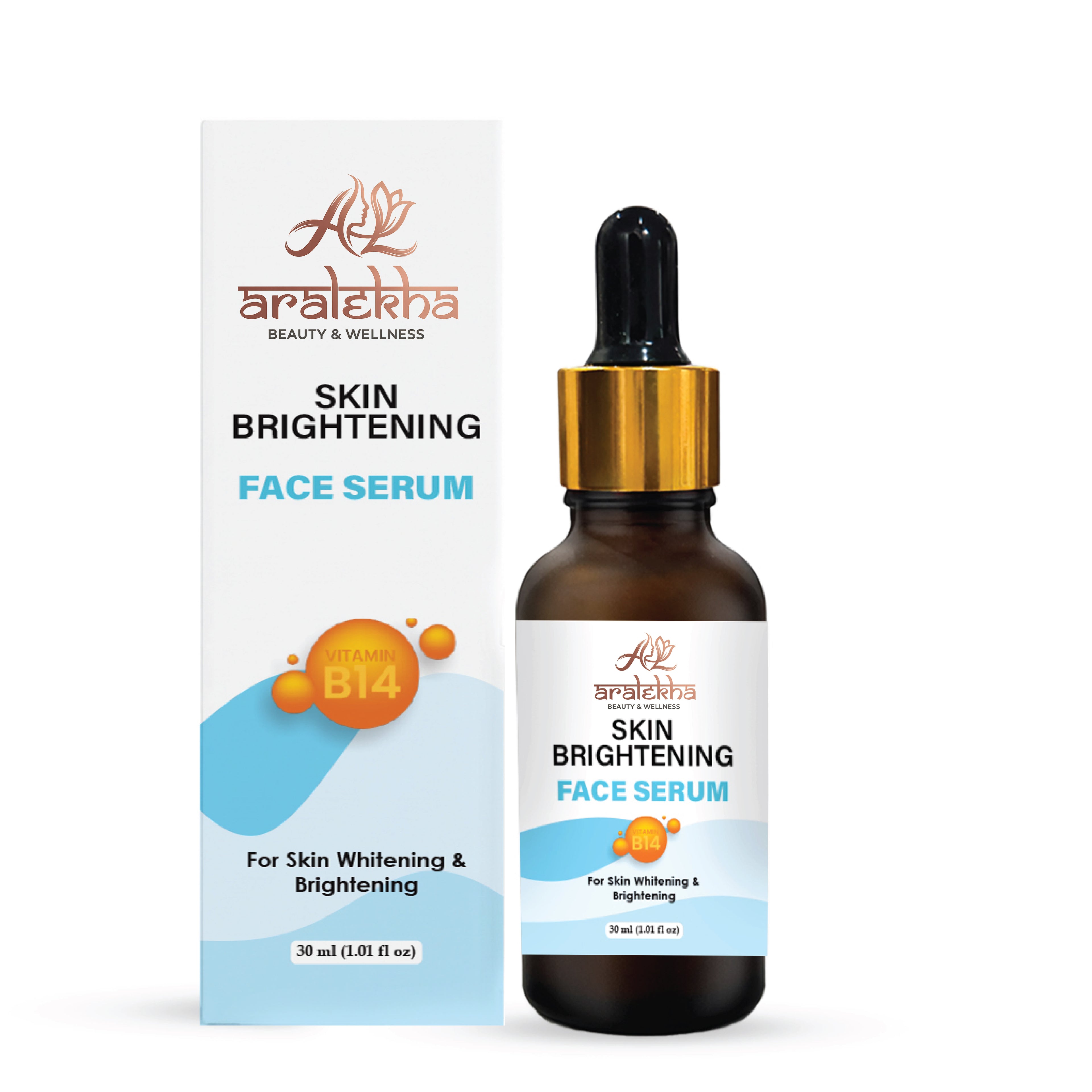 Aralekha Skin Brightening Face Serum with Vitamin B14 for Dull & Uneven Looking Skin | Lightweight Hydrating Facial Serum for Men & Women 30ml