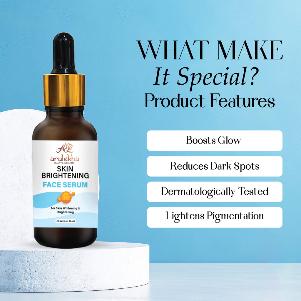 Aralekha Skin Brightening Face Serum with Vitamin B14 for Dull & Uneven Looking Skin | Lightweight Hydrating Facial Serum for Men & Women 30ml