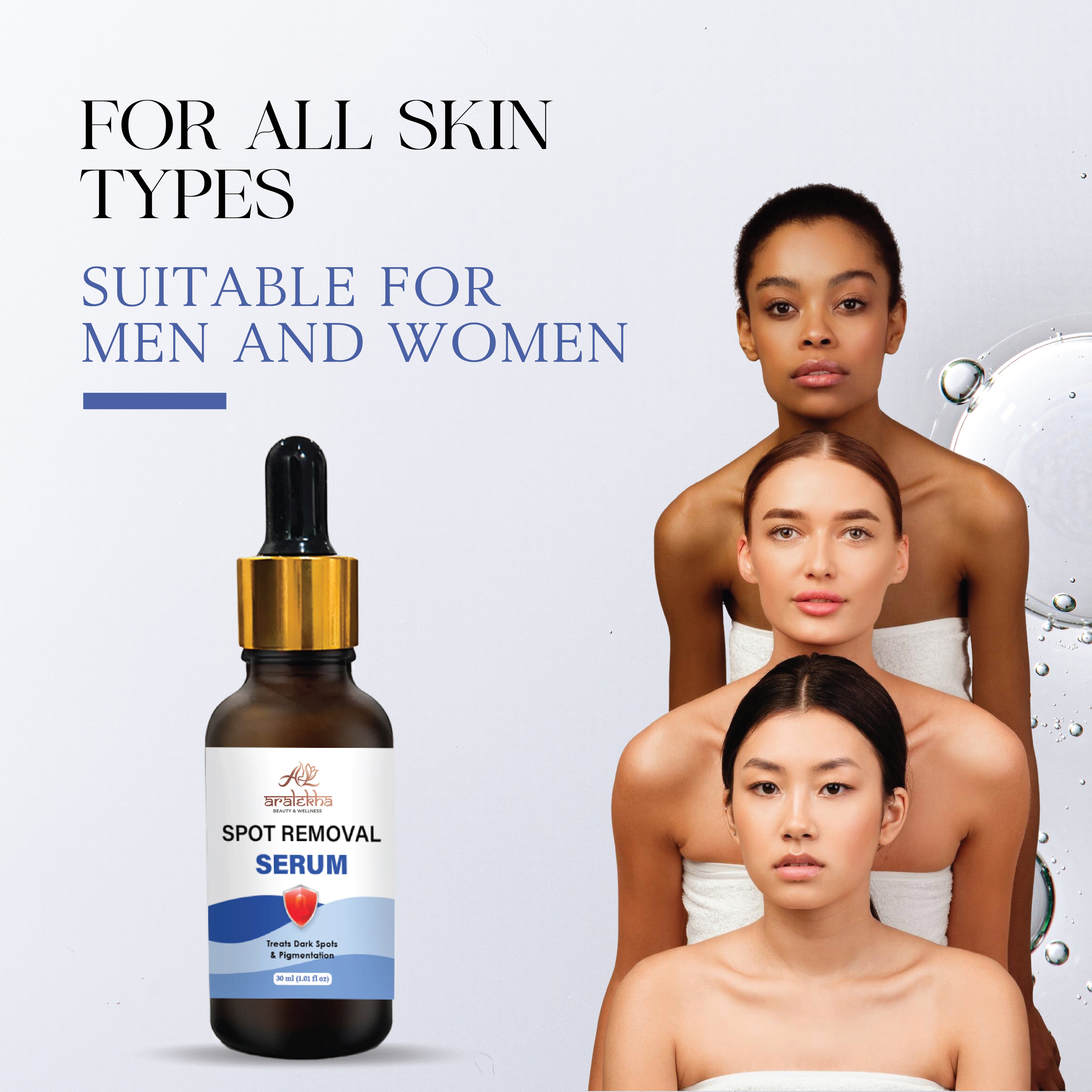 Aralekha Spot Removal Face Serum for Dark Spots, Uneven Skin Tone & Pigmentation Care | Lightweight Facial Serum for Men & Women 30ml