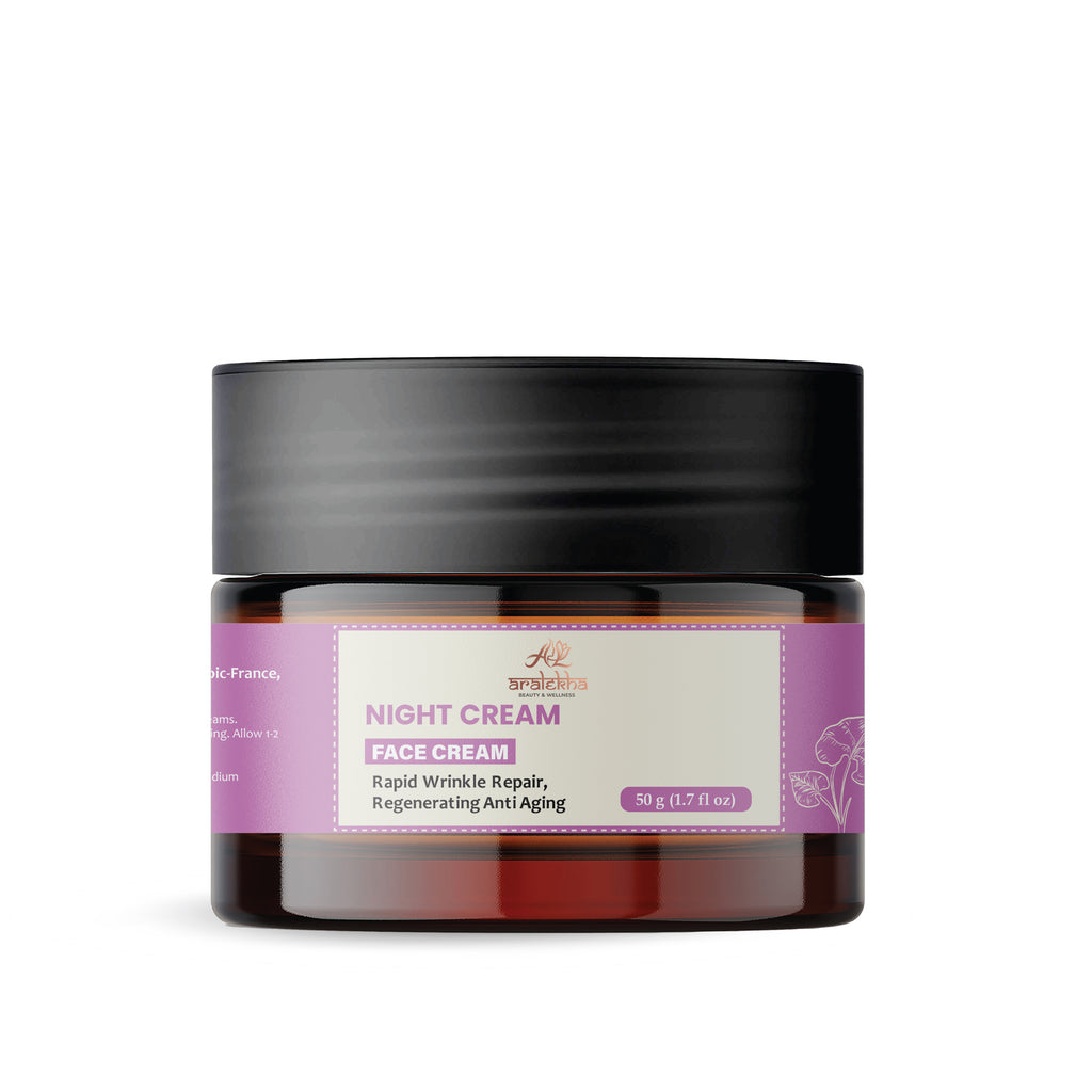Aralekha Night Face Cream for Dry & Tired Looking Skin | Lightweight Overnight Moisturizing Cream for Smooth & Healthy-Looking Skin 50g