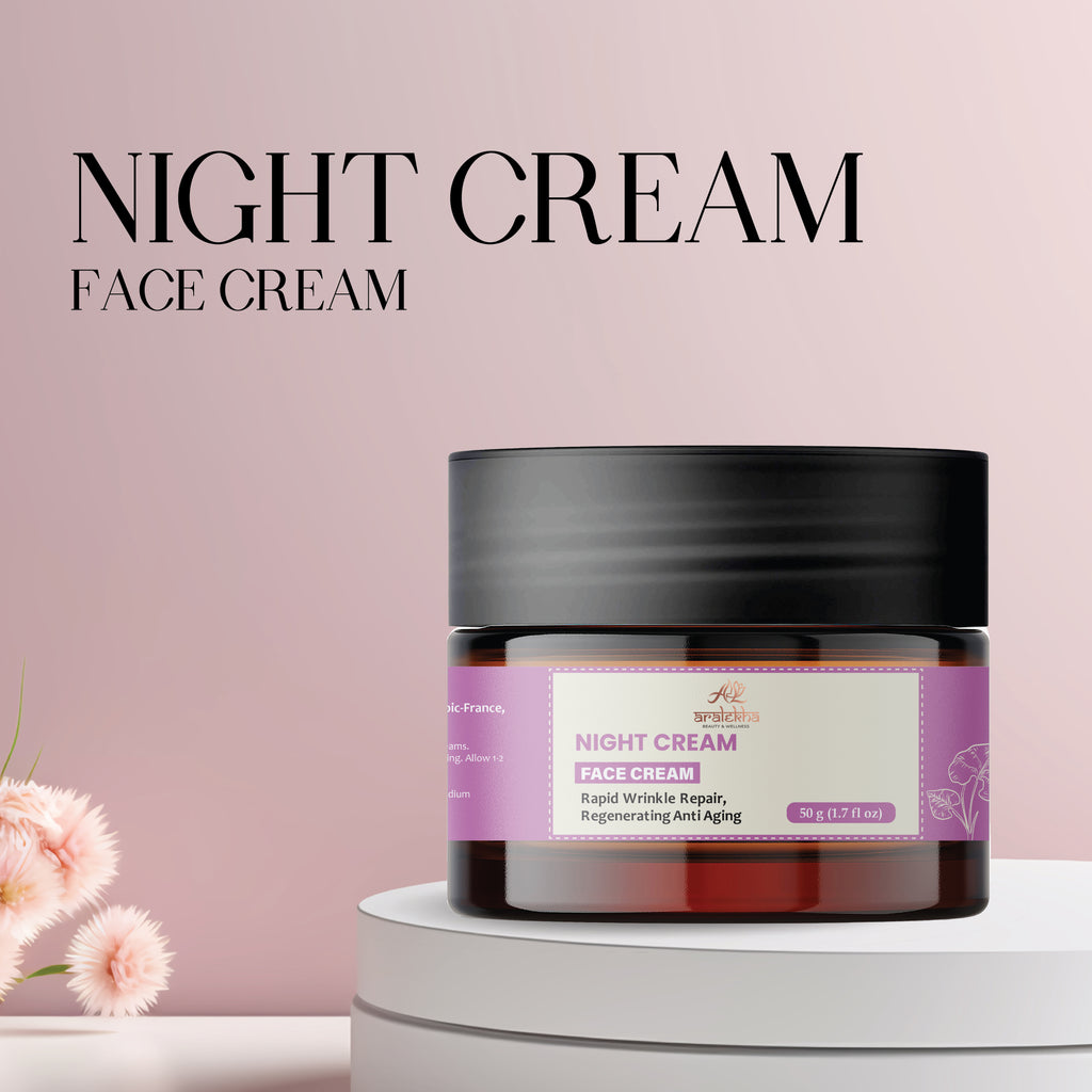 Aralekha Night Face Cream for Dry & Tired Looking Skin | Lightweight Overnight Moisturizing Cream for Smooth & Healthy-Looking Skin 50g