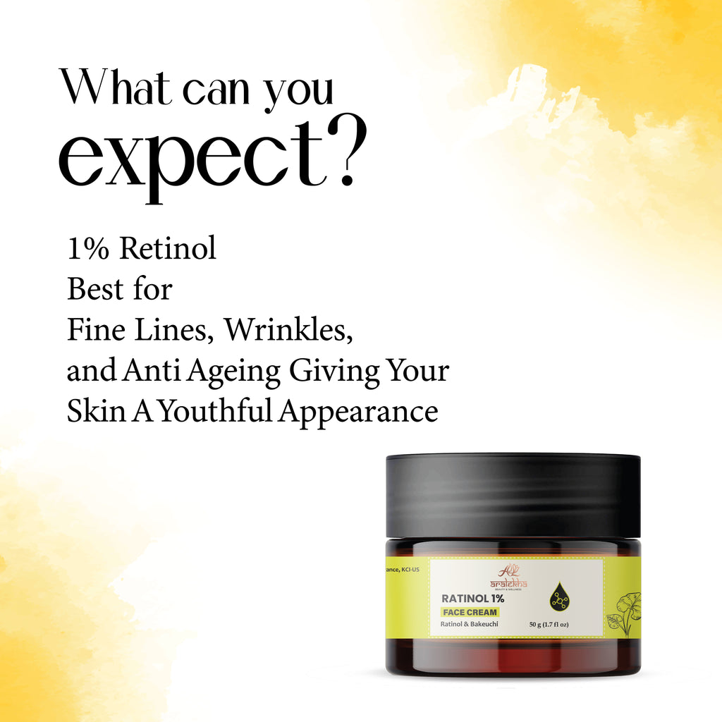 Aralekha Retinol 1% Face Cream with Bakuchi for Smooth & Healthy-Looking Skin | Lightweight Night Moisturizing Cream for Men & Women 50g