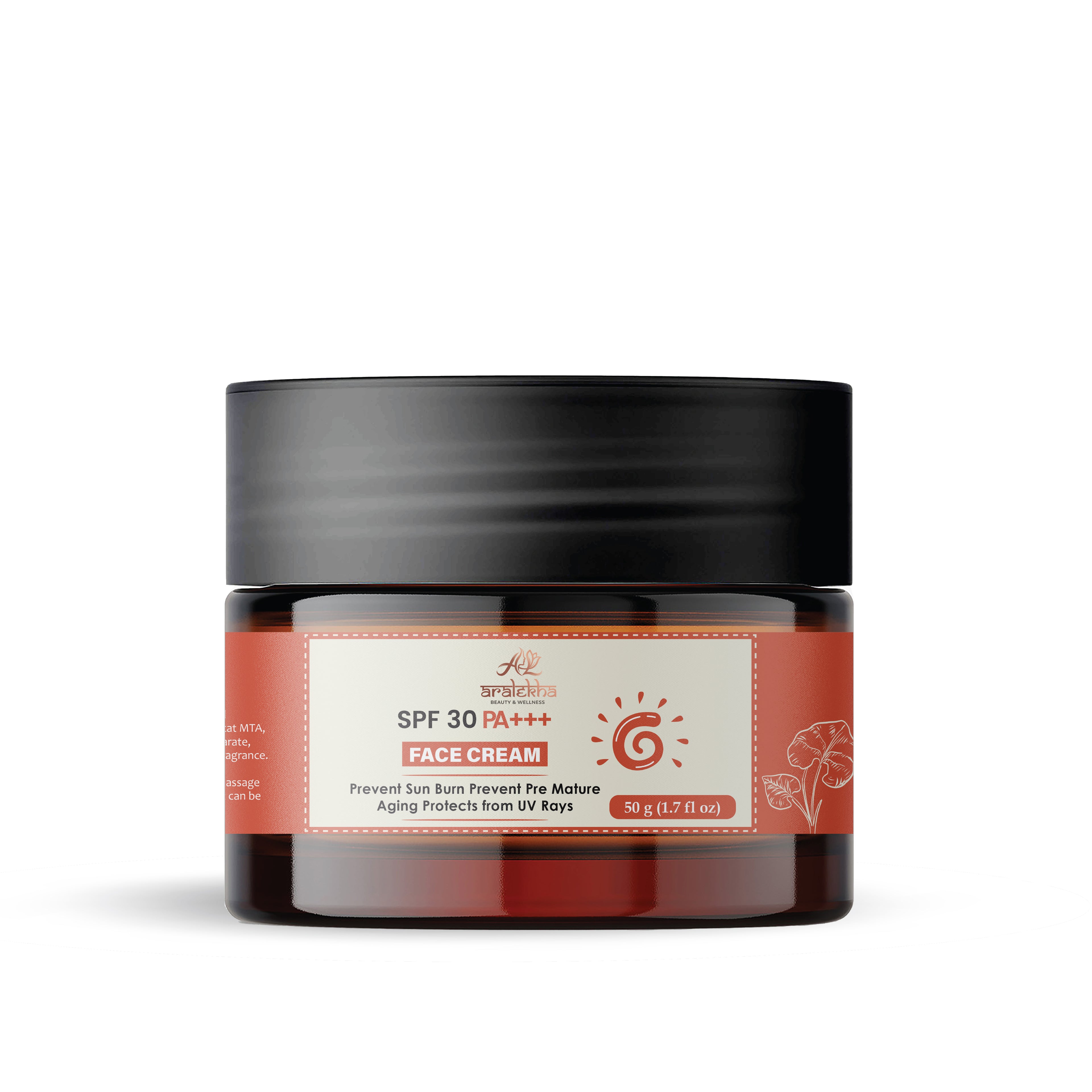 Aralekha SPF 30 PA+++ Face Cream for Daily Sun Protection & Moisturizing Care | Lightweight Non-Greasy UV Protection Cream for Men & Women 50g