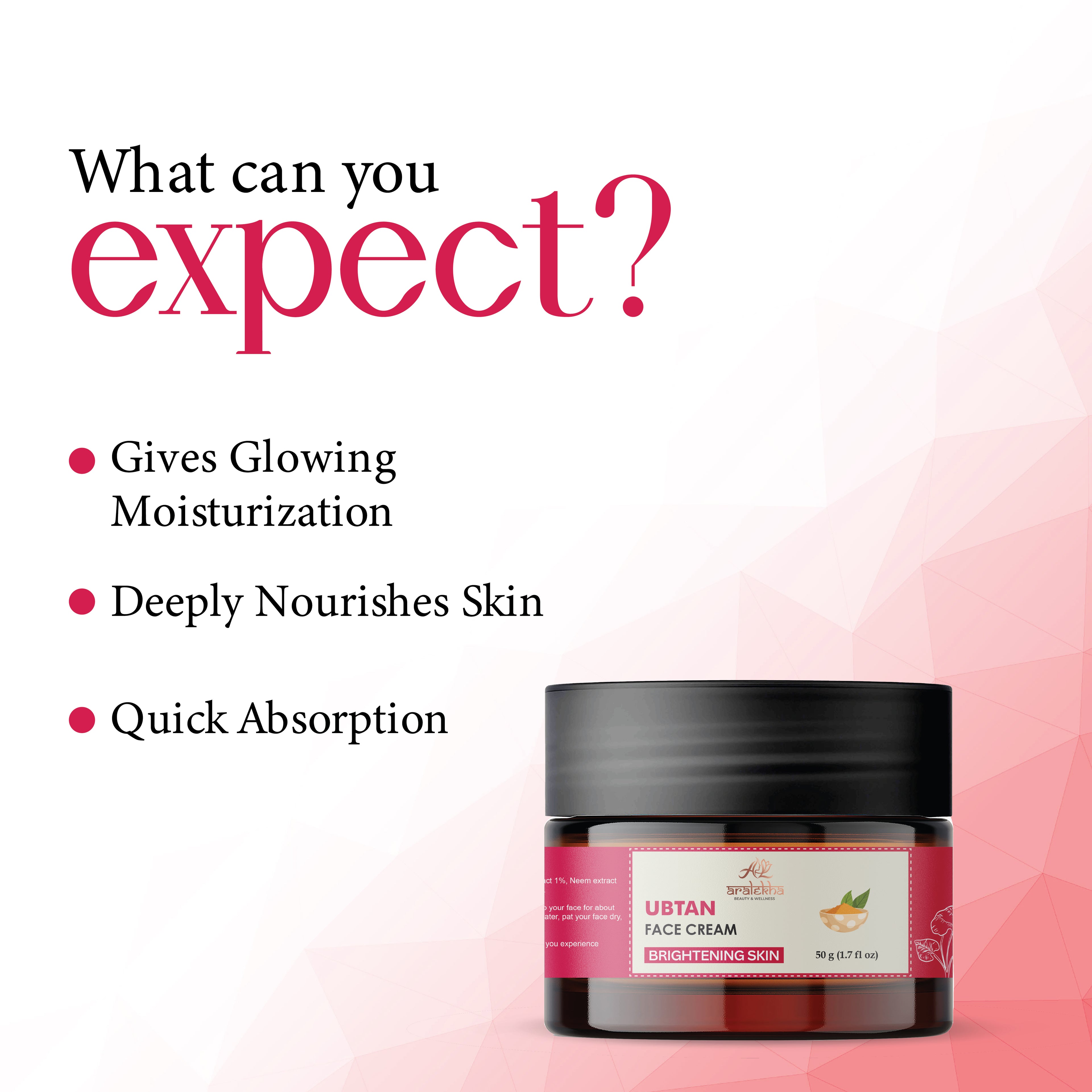 Aralekha Ubtan Face Cream for Brightening & Smooth Looking Skin | Lightweight Daily Moisturizing Cream for Men & Women 50g