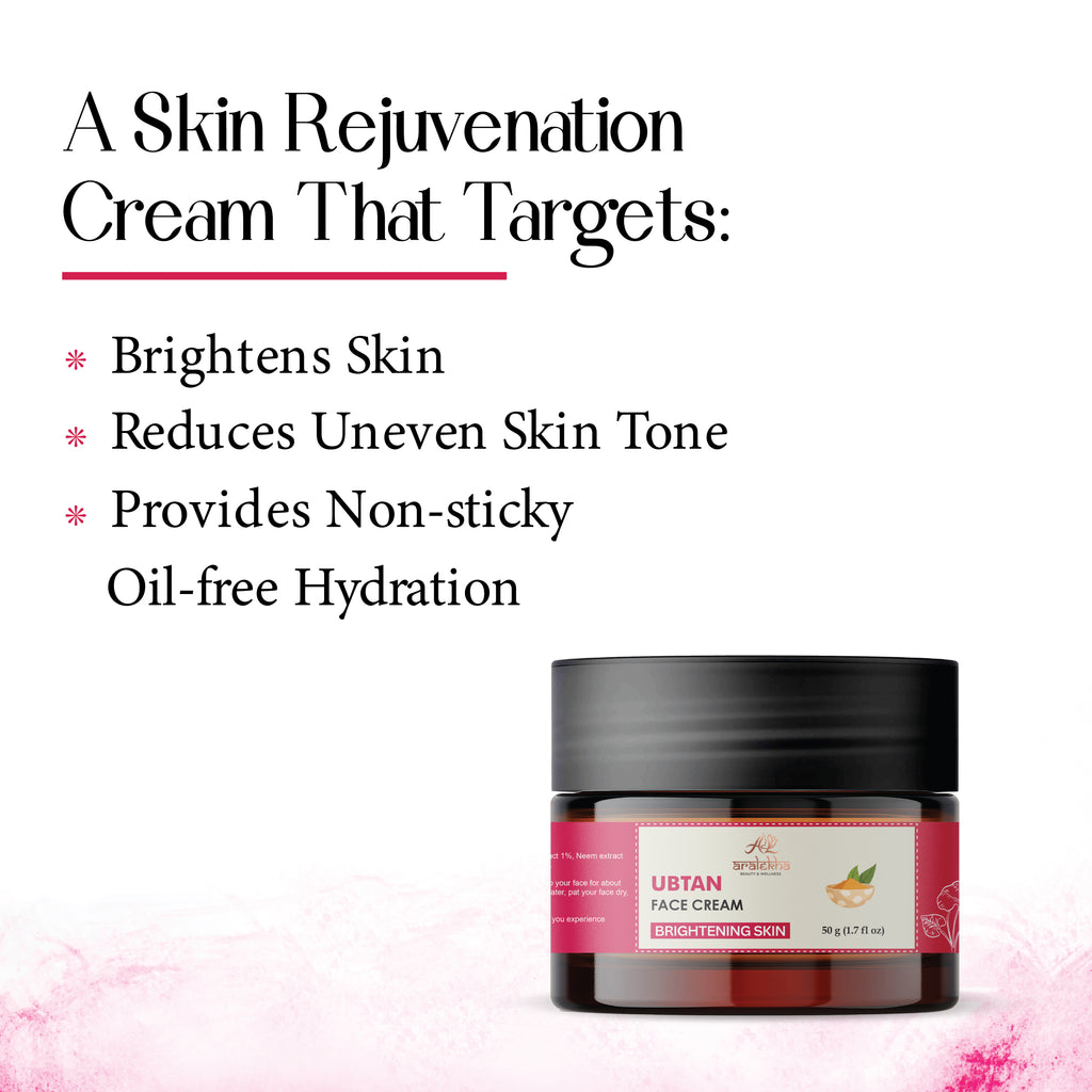 Aralekha Ubtan Face Cream for Brightening & Smooth Looking Skin | Lightweight Daily Moisturizing Cream for Men & Women 50g