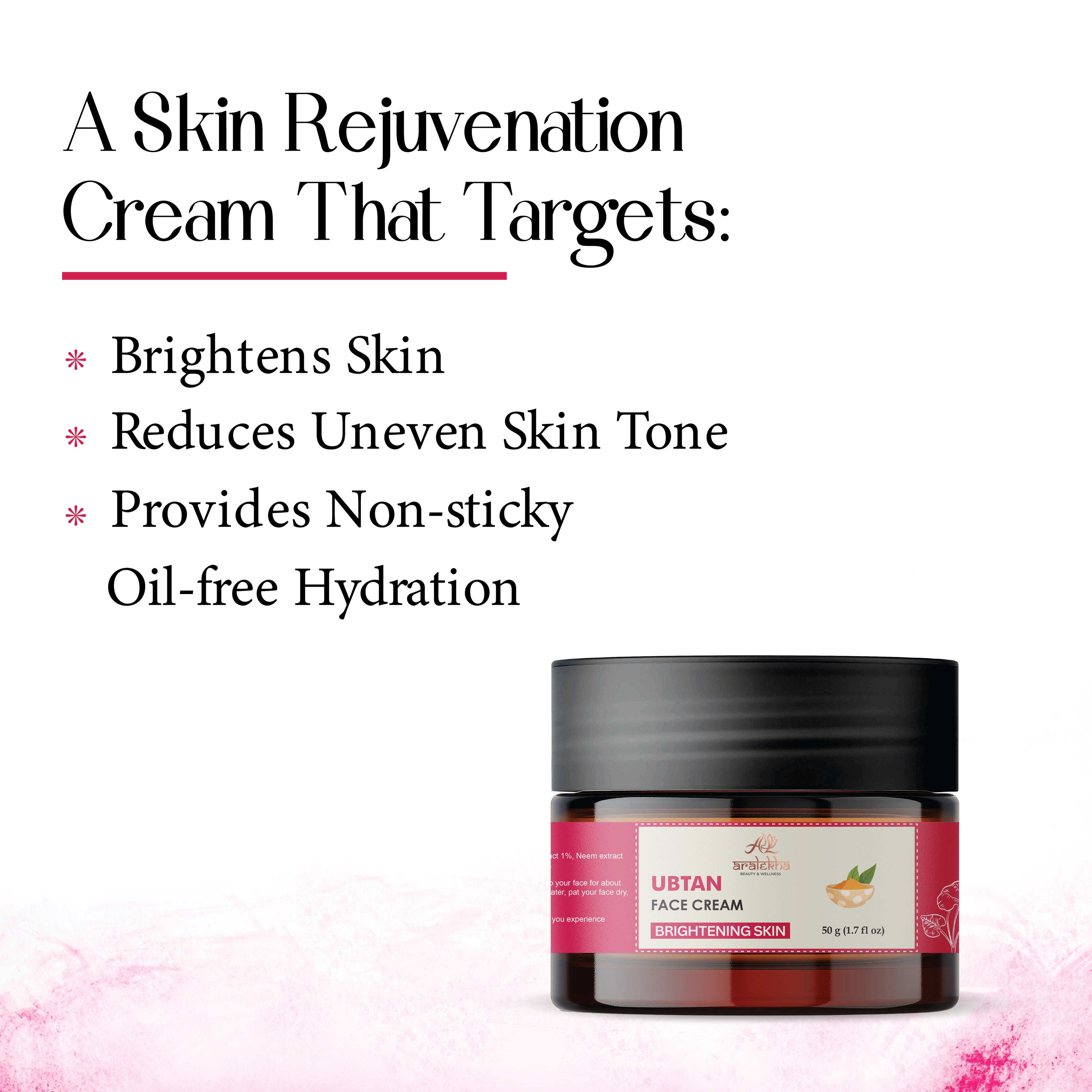 Aralekha Ubtan Face Cream for Brightening & Smooth Looking Skin | Lightweight Daily Moisturizing Cream for Men & Women 50g