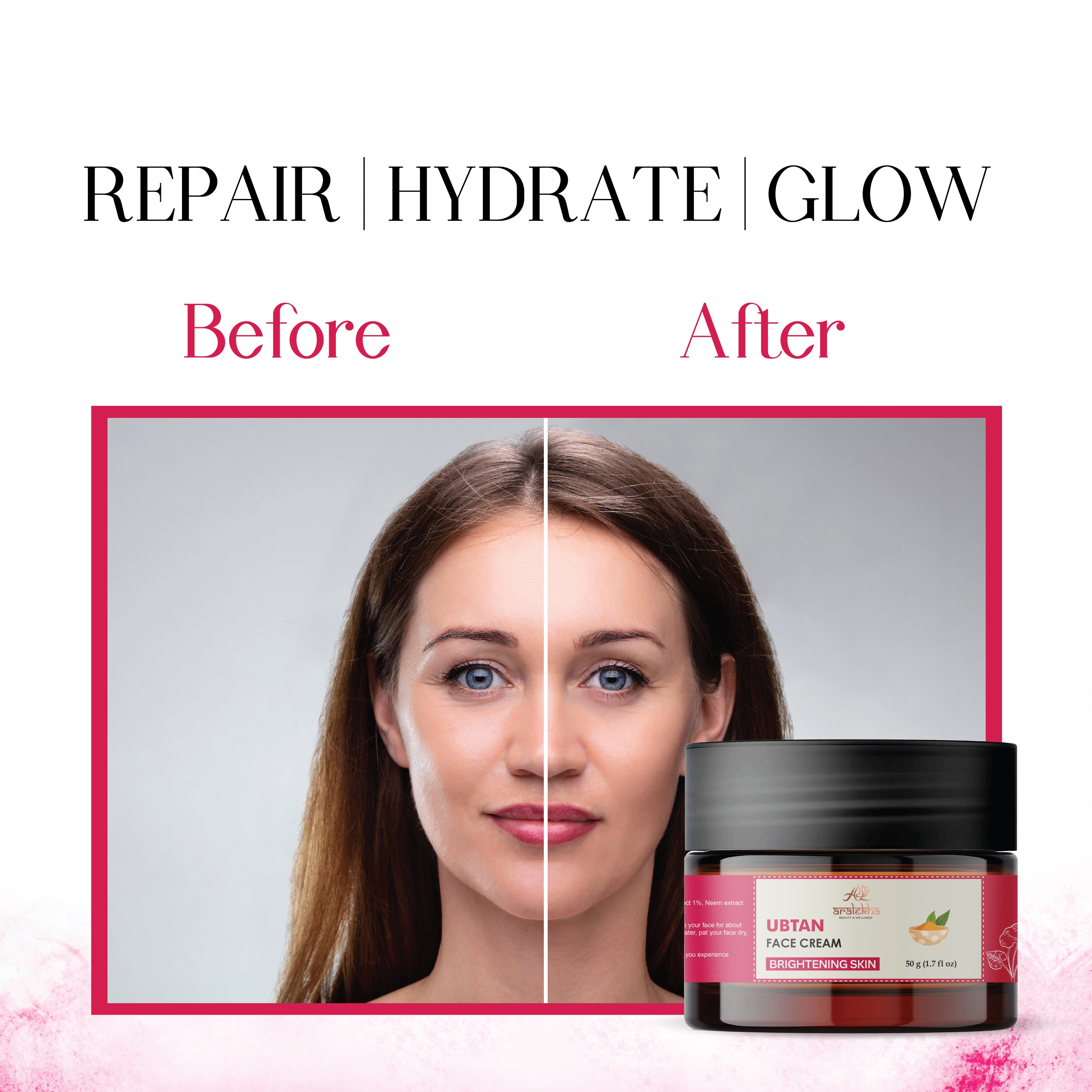 Aralekha Ubtan Face Cream for Brightening & Smooth Looking Skin | Lightweight Daily Moisturizing Cream for Men & Women 50g