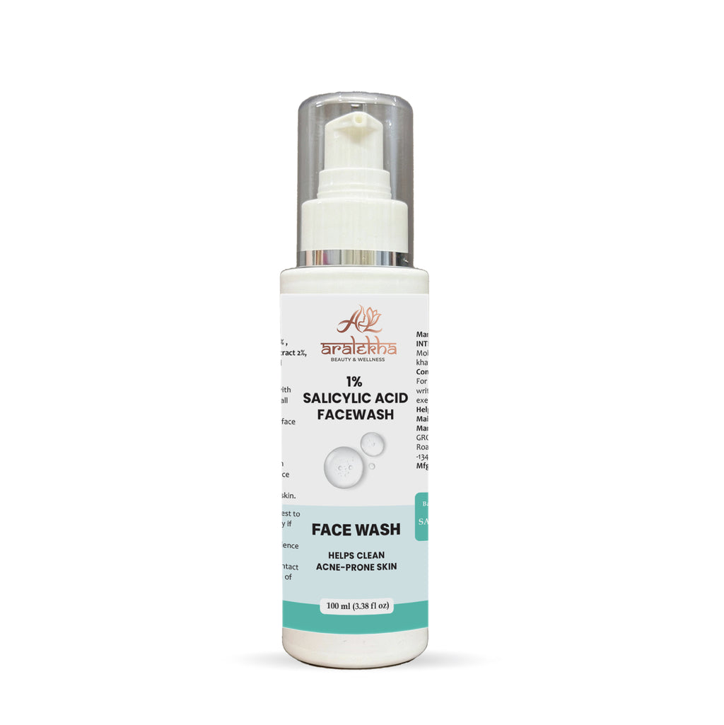 Aralekha 1% Salicylic Acid Face Wash for Acne-Prone & Oily Skin | Lightweight Daily Facial Cleanser for Deep Cleansing & Fresh Looking Skin 100ml