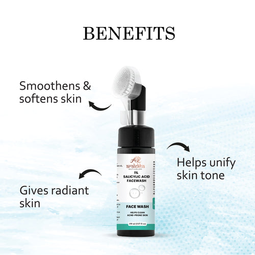 Aralekha 1% Salicylic Acid Face Wash for Acne-Prone & Oily Skin | Lightweight Daily Facial Cleanser for Deep Cleansing & Fresh Looking Skin 150ml