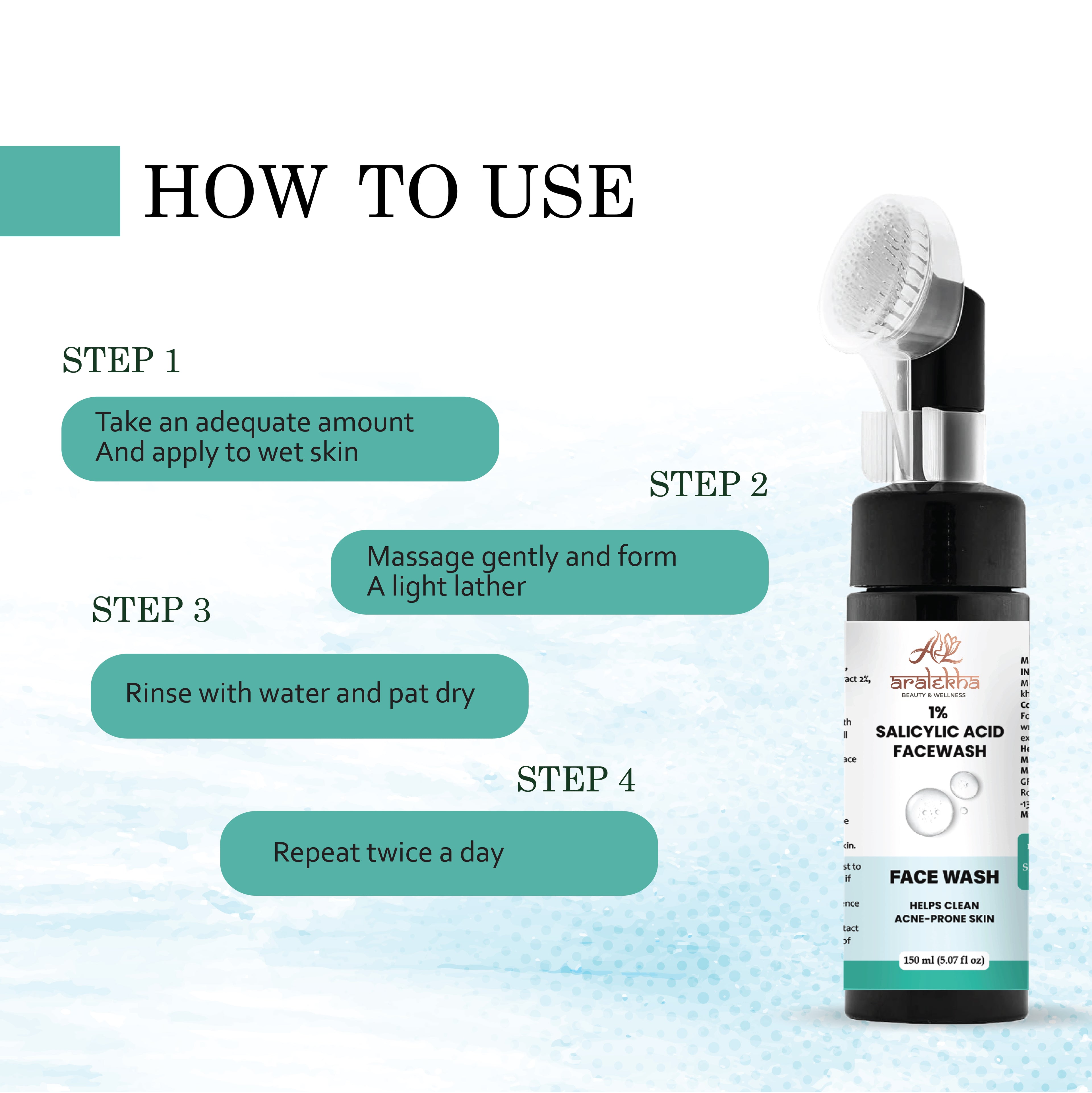 Aralekha 1% Salicylic Acid Face Wash for Acne-Prone & Oily Skin | Lightweight Daily Facial Cleanser for Deep Cleansing & Fresh Looking Skin 150ml