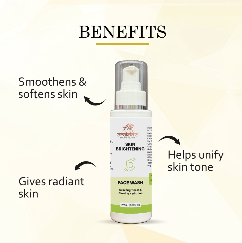 Aralekha Skin Brightening Face Wash for Daily Cleansing Helps Improve Skin Radiance Supports Fresh Hydrated Looking Skin Gentle Formula for All Skin Types 100 ml