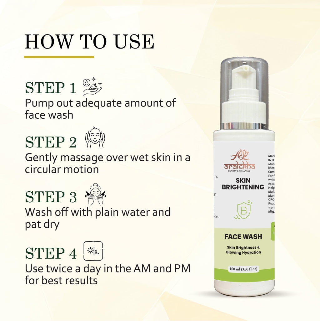 Aralekha Skin Brightening Face Wash for Daily Cleansing Helps Improve Skin Radiance Supports Fresh Hydrated Looking Skin Gentle Formula for All Skin Types 100 ml