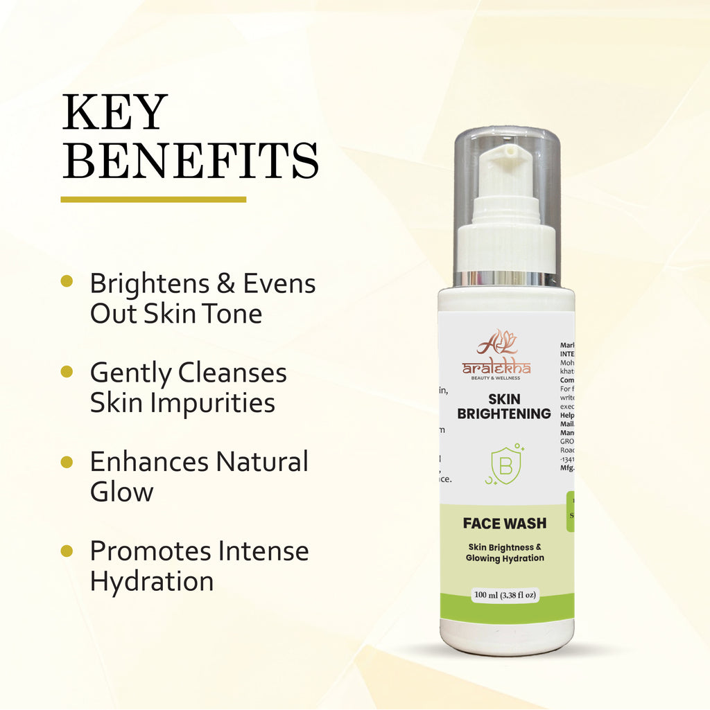Aralekha Skin Brightening Face Wash for Daily Cleansing Helps Improve Skin Radiance Supports Fresh Hydrated Looking Skin Gentle Formula for All Skin Types 100 ml