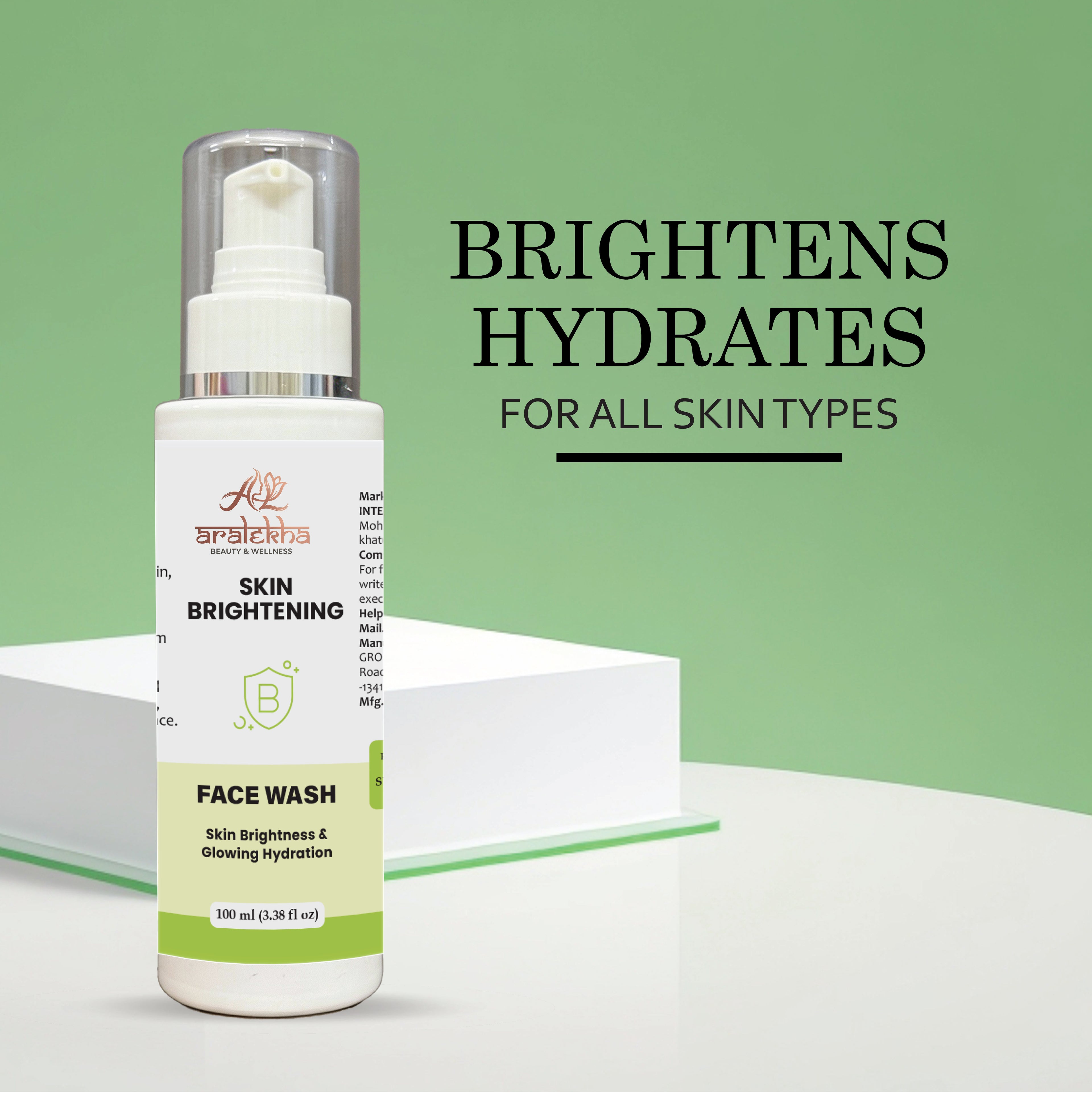 Aralekha Skin Brightening Face Wash for Daily Cleansing Helps Improve Skin Radiance Supports Fresh Hydrated Looking Skin Gentle Formula for All Skin Types 100 ml