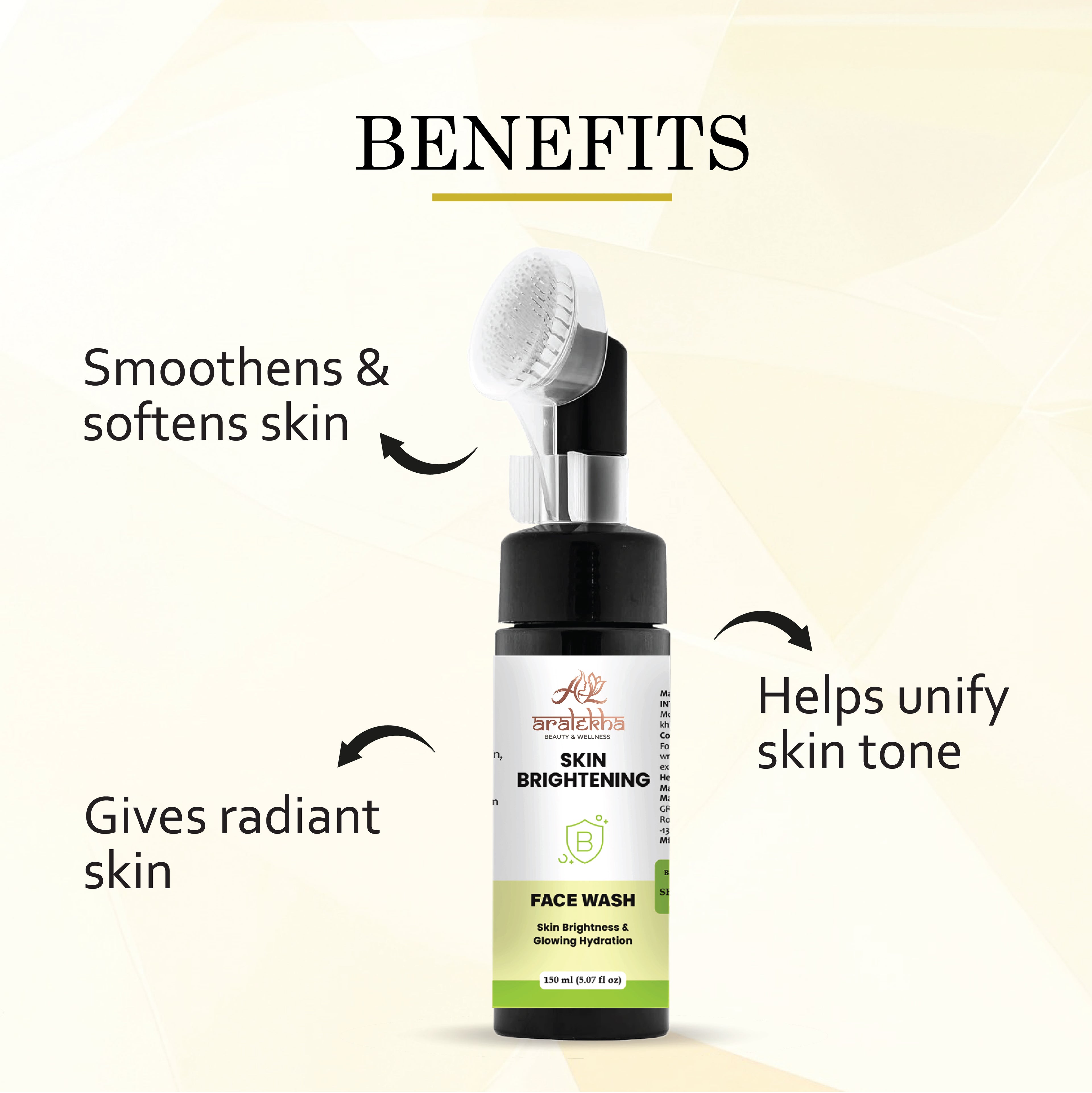 Aralekha Skin Brightening Face Wash for Daily Cleansing Helps Improve Skin Radiance Supports Fresh Hydrated Looking Skin Gentle Formula for All Skin Types 150 ml
