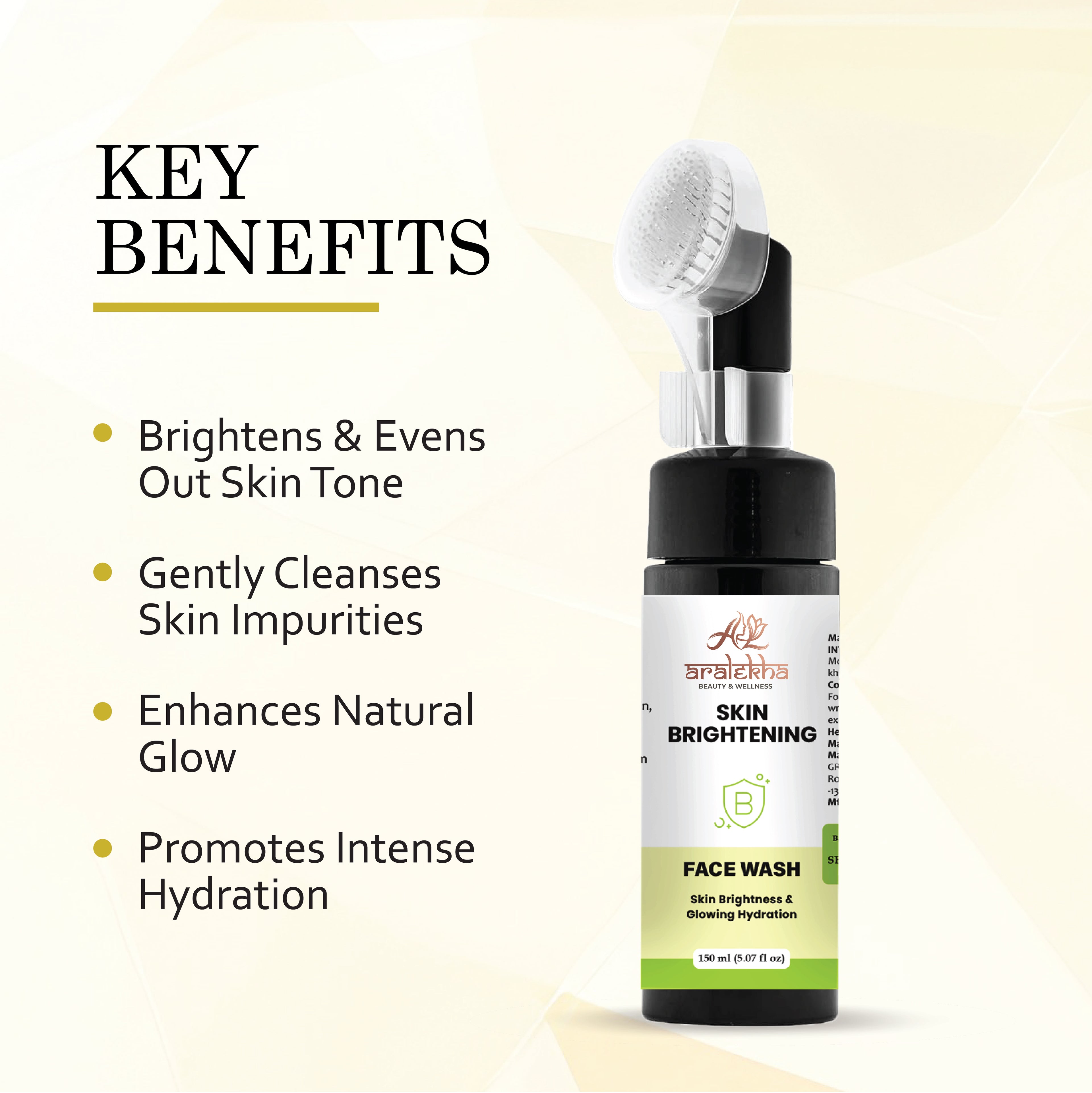 Aralekha Skin Brightening Face Wash for Daily Cleansing Helps Improve Skin Radiance Supports Fresh Hydrated Looking Skin Gentle Formula for All Skin Types 150 ml