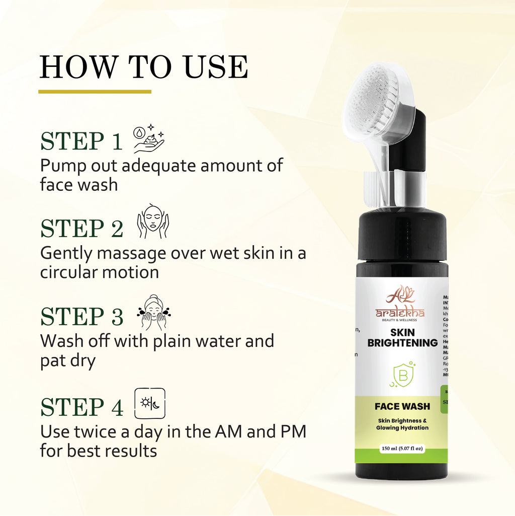 Aralekha Skin Brightening Face Wash for Daily Cleansing Helps Improve Skin Radiance Supports Fresh Hydrated Looking Skin Gentle Formula for All Skin Types 150 ml