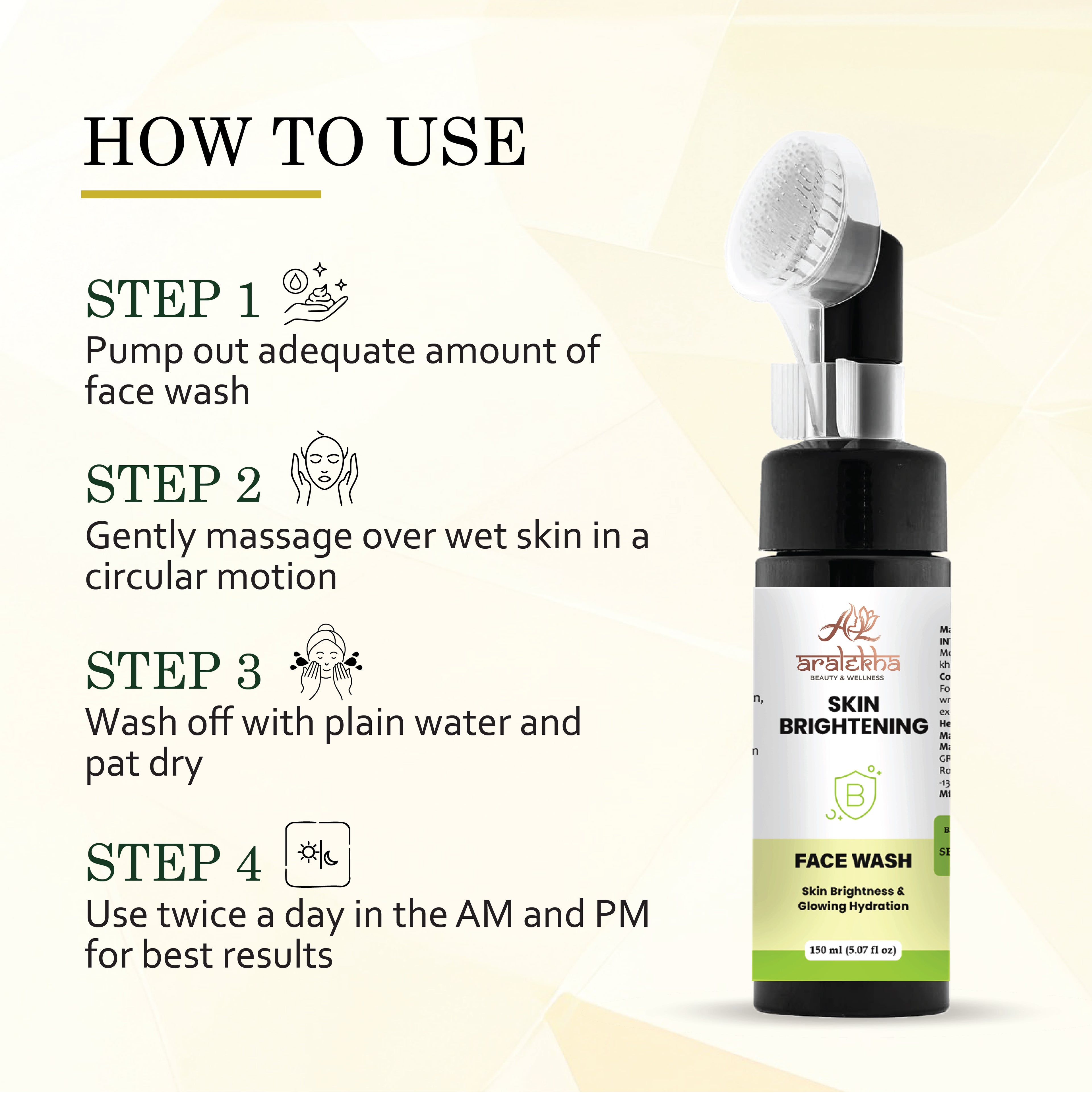 Aralekha Skin Brightening Face Wash for Daily Cleansing Helps Improve Skin Radiance Supports Fresh Hydrated Looking Skin Gentle Formula for All Skin Types 150 ml