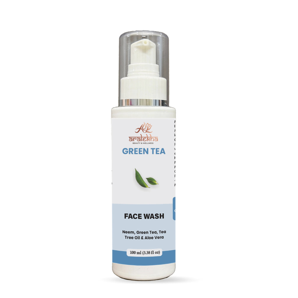 Aralekha Green Tea Face Wash with Neem, Tea Tree Oil & Aloe Vera for Fresh & Clean Looking Skin | Daily Facial Cleanser for Men & Women 100ml