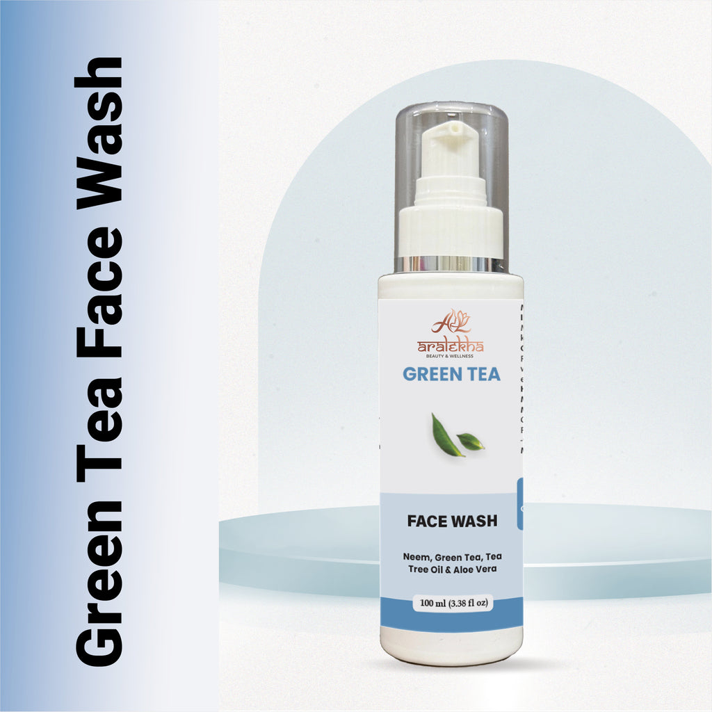 Aralekha Green Tea Face Wash with Neem, Tea Tree Oil & Aloe Vera for Fresh & Clean Looking Skin | Daily Facial Cleanser for Men & Women 100ml