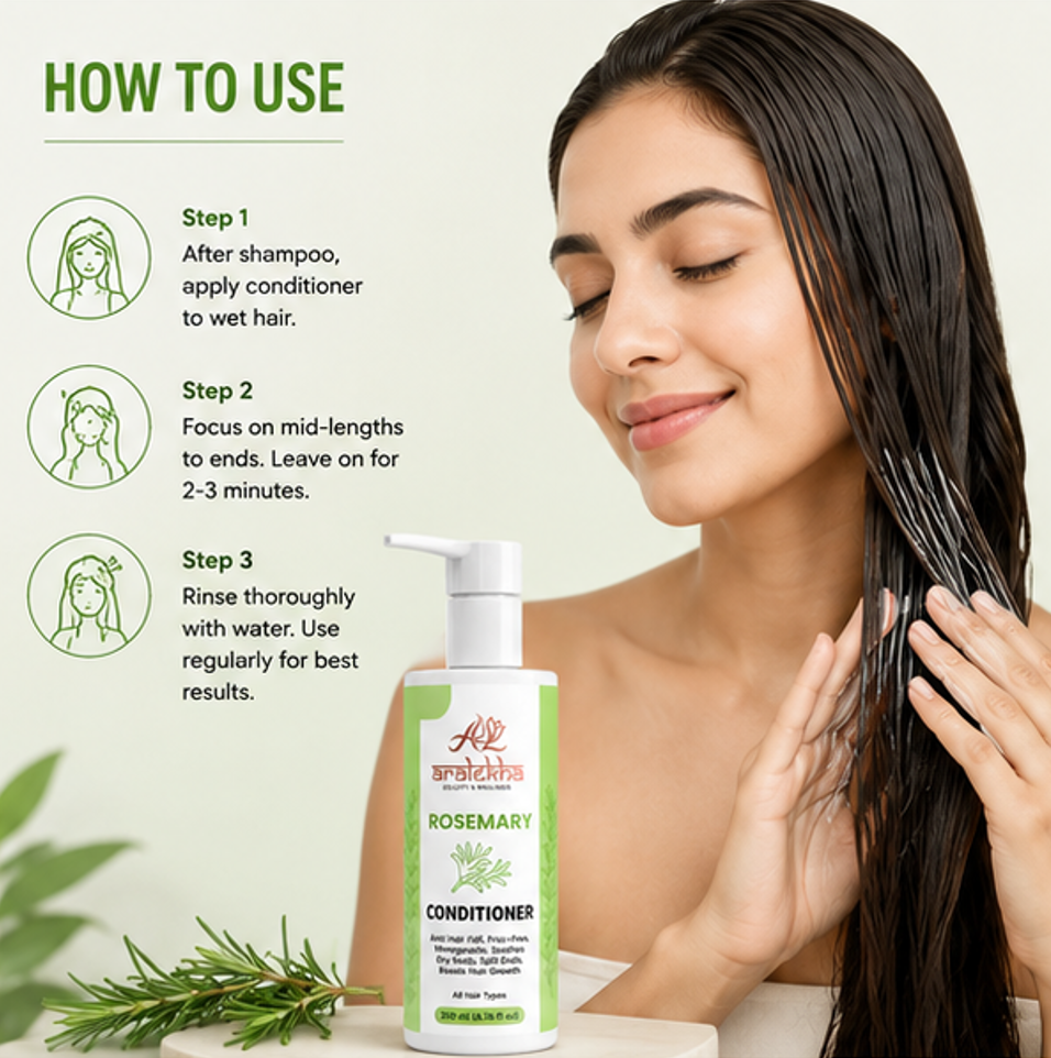 Aralekha Rosemary Nourishing Conditioner for Smooth & Manageable Strands | Lightweight Daily Care Formula for Dry & Frizzy Texture | Suitable for All Types | 200 ml